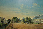 Die Esplanade mit Leibniztempel, noch vor dem Bau des Waterlooplatzes (um 1825)